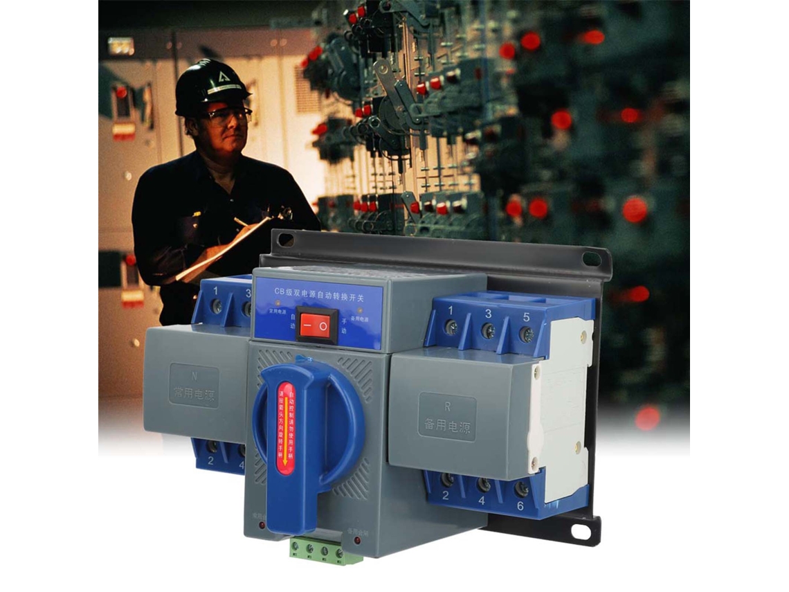 Interruptor de transferencia de energía automático mini doble de 3 polos y 63 A