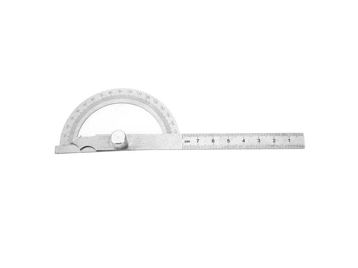 Transportador de acero inoxidable (medición de 0 a 180 grados, búsqueda de ángulos)