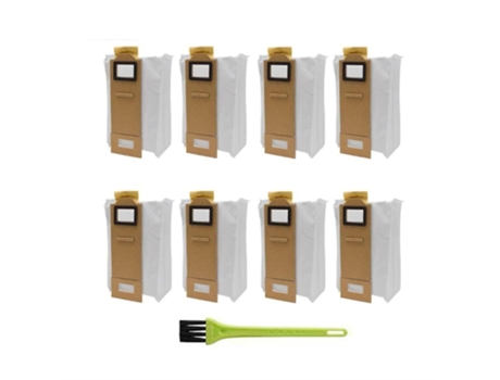 Bolsa de vacío de 8 piezas con cepillo para reemplazo de bolsa de polvo Roborock S7