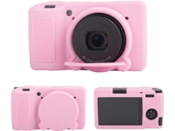 Tapa de objetivo de silicona HEXINYIGJLY para Ricoh GR III/GR IIIX. Tapa de objetivo extraíble, acceso para trípode, color rosa.
