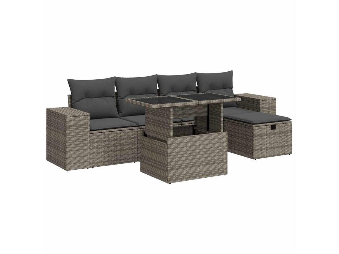 Conjunto 6 De Sofás Para Jardín VIDAXL Gris Poli Ratán(100 x 55 x 73 cm)