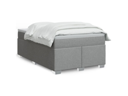 Cama Box Spring Con Colchón Tela Gris Claro 120x200 Cm