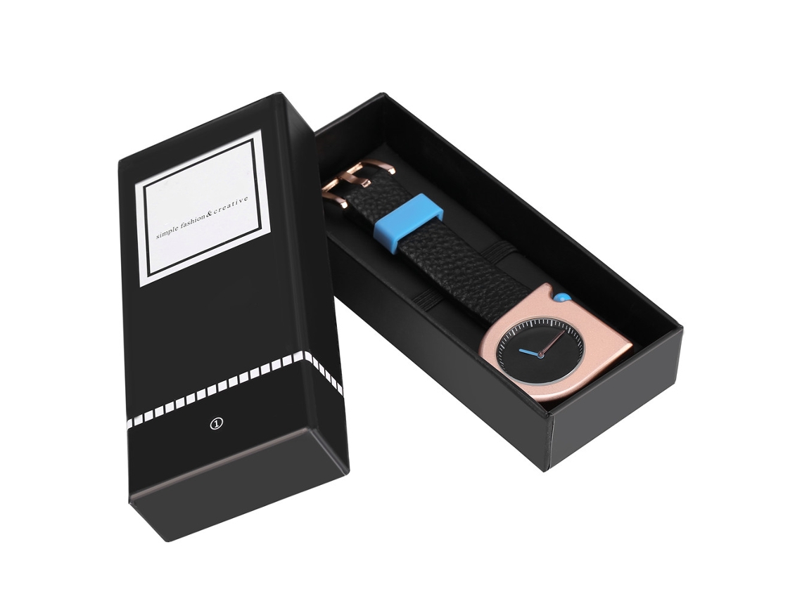 Reloj De Pulsera Analógico De Moda Con Correa Redonda De Pu, Caja Dorada Y Negra.