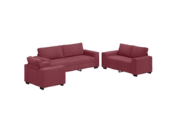 Maison Exclusive - Juego De Sofá De 3 Piezas Con Cojines, Tela Color Rojo Vino