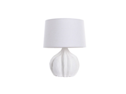 Lámpara de mesa de lino dolomita blanca, 40x40x51,5 cm, ALEXANDRA HOUSE LIVING