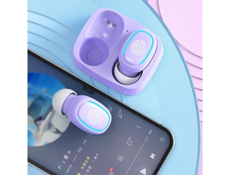 Auriculares Bluetooth True Wireless Auriculares Touch Macaron Color Mini Invisible Púrpura