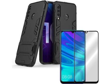Kit Carcasa y Protector de Cristal 5D Honor 20 Lite Military Defender Negro