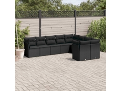Conjunto de sofás de jardín de 9 piezas DKD Home Decor con cojines de mimbre negros