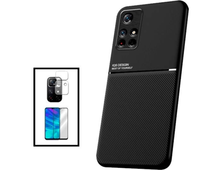 Kit Funda Magnetic Lux ,5D Full Cover y Protector de Cámara Trasera Xiaomi Poco M4 Pro 5G PHONECARE Negro