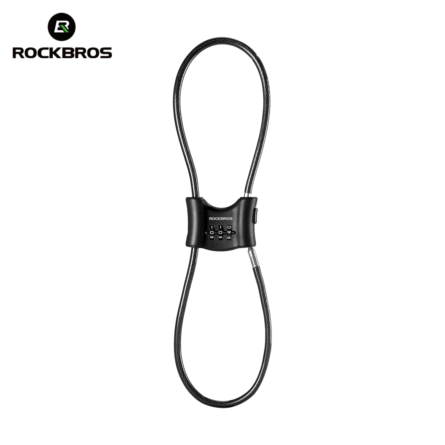 (negro) Candado De Cable Portátil Para Bicicleta, Candado De Combinación De Tres Dígitos, Con Bloqueo Antirrobo Para Casco, Ajustable.