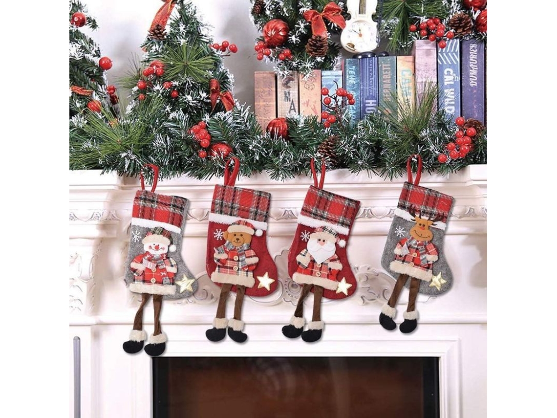Calcetín Navideño 2025, 4 Unidades, Para Colgar, Decoración De Botas, Material No Tejido, 34x18cm