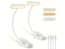 Luz De Lectura Led Portátil Con Clip, Equipada Con 12 Cuentas Led, Recargable Por Usb.