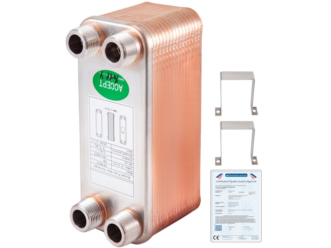 Intercambiador de calor de 30 placas, acero inoxidable 316L, para calefacción y refrigeración, Tekmaquinas