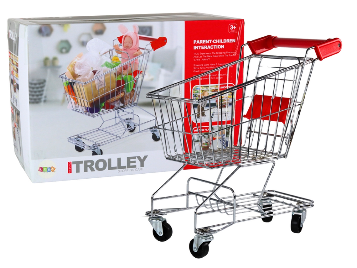 Carrito de la compra, cesta metálica infantil, color plateado, grande B.active