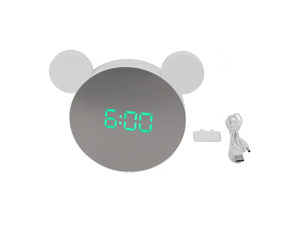 Reloj Despertador Digital Espejo Con Luz Led Ajustable Brillo, Fecha Y Temperatura Para Dormitorio Verde