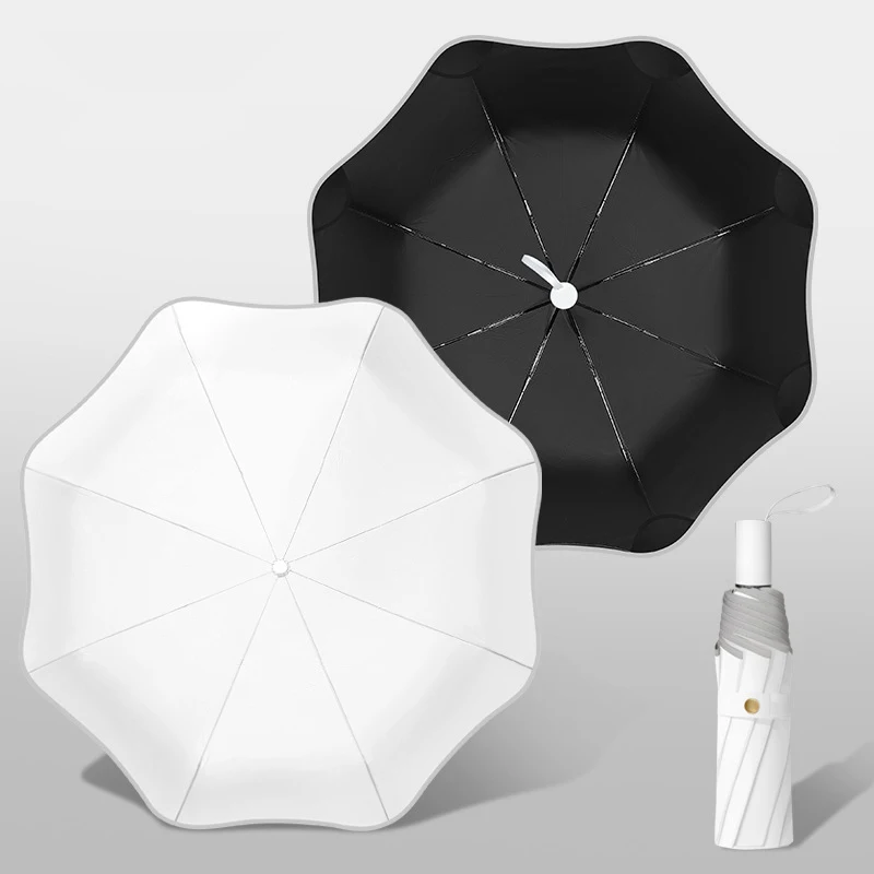 (blanco) Un Paraguas Manual Plegable, De Gran Tamaño Para Dos Personas, Adecuado Tanto Para Días Soleados Como Lluviosos.