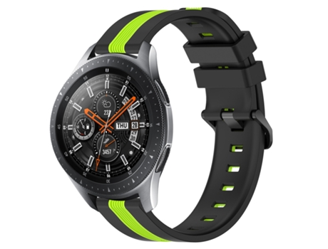 Correa de reloj inteligente para Samsung Galaxy Watch 46 mm 22 mm Correa de reloj de silicona vertical de dos colores (negro + verde lima)