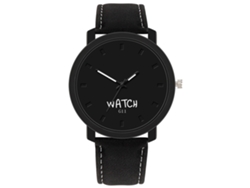 Reloj Analógico De Cuarzo Para Hombre Con Correa De Cuero Pu Negra