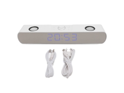 Altavoz Bluetooth Para Ordenador Con Subwoofer Integrado, Despertador Y Radio Fm - Blanco
