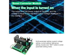Módulo conversor Boost 900w Cc Cv Entrada Dc9-60v Saída Dc10-120v 15a Com Display Tft 1.77 Polegadas