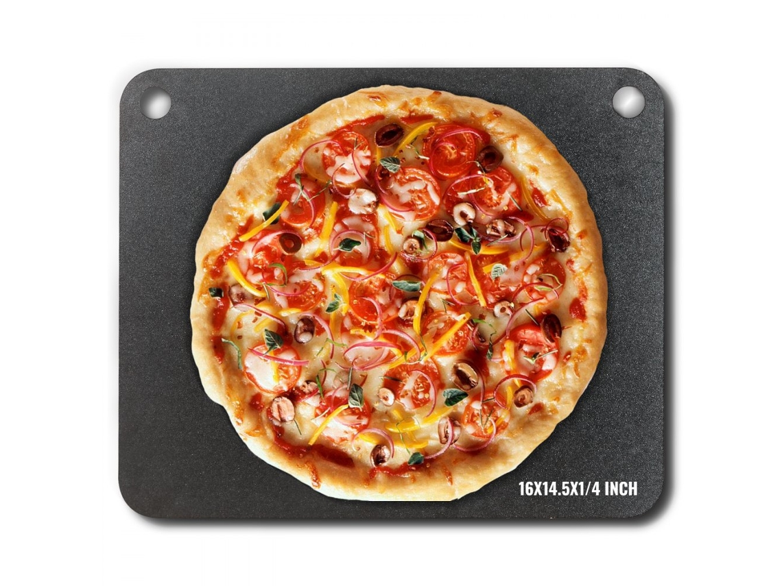 Plato para pizza de acero de 406 x 368 x 6 mm, piedra para horno de acero al carbono de 6 mm y bandeja para pizza de acero resistente Tekmaquinas