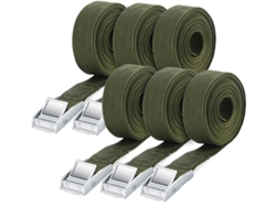 Correas de amarre (6 unidades, 2,5 cm x 2,5 m, 250 kg) para equipaje, equipo de camping y vehículo.