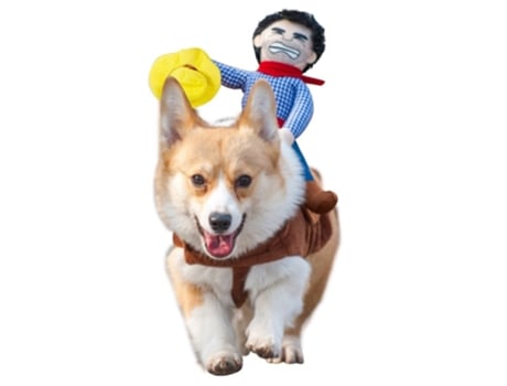Disfraz De Cowboy Rider Para Perros Ropa Estilo Caballero Con Muñeco Y Gorro Para Halloween ELKUAIE código M