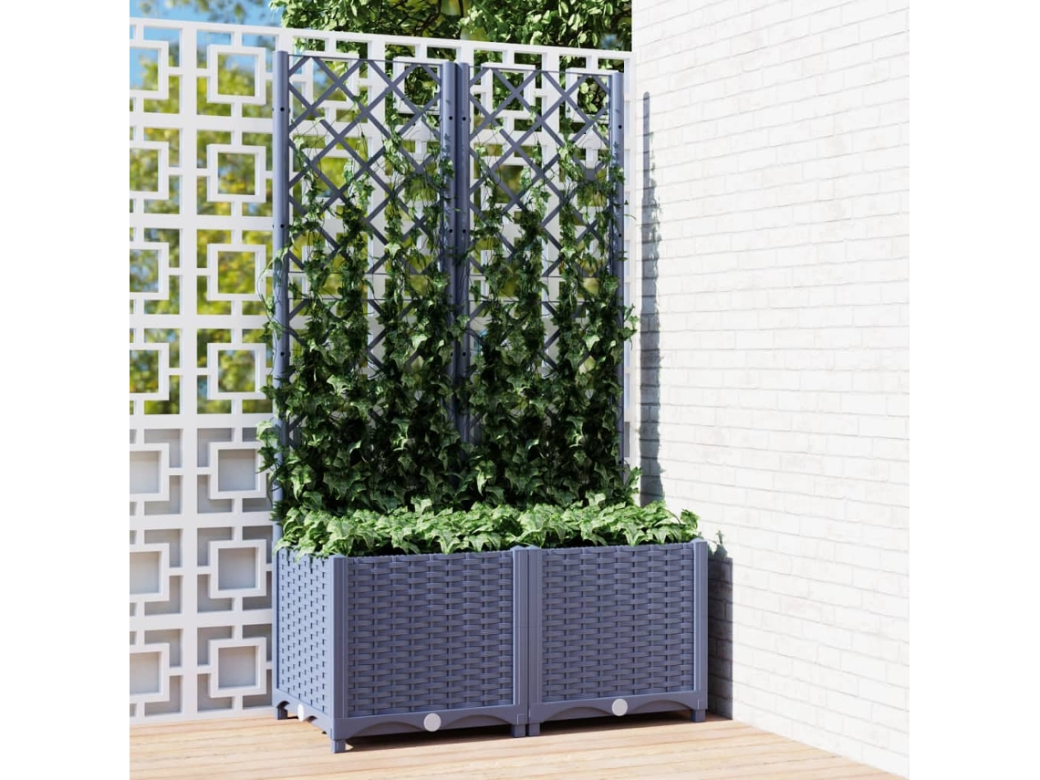 Maceta/Jardinera de Jardín con Enrejado 80X40X136 Cm PP Gris Oscuro
