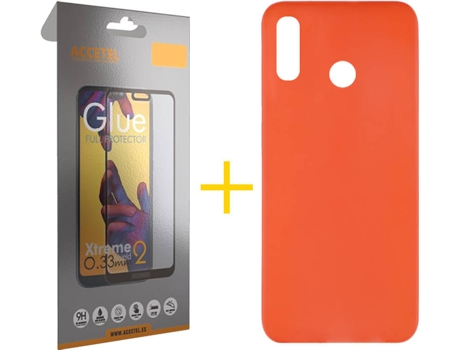 Kit Funda + Protector de Pantalla Huawei P Smart 2019 ACCETEL Liso Rojo