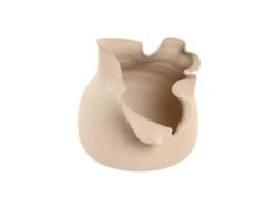 Jarron Ceramica Organico Artesanal Blanco 27x22x22cm