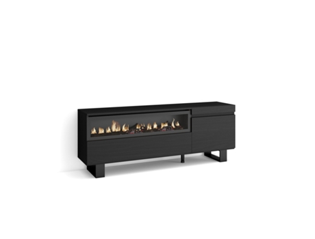 Mueble TV Televisión 150x57x35cm Para TV hasta 65 Chimenea eléctrica Diseño industrial Negro