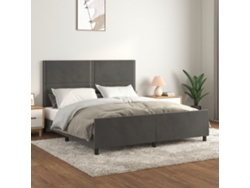Estructura De Cama Sin Colchón Terciopelo Gris Oscuro 160x200cm