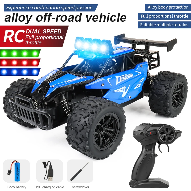 (azul Oscuro) Coche De Carreras De Derrape Con Control Remoto, Camión De Alta Velocidad Con Control Remoto De 2,4 G Y Luces Led