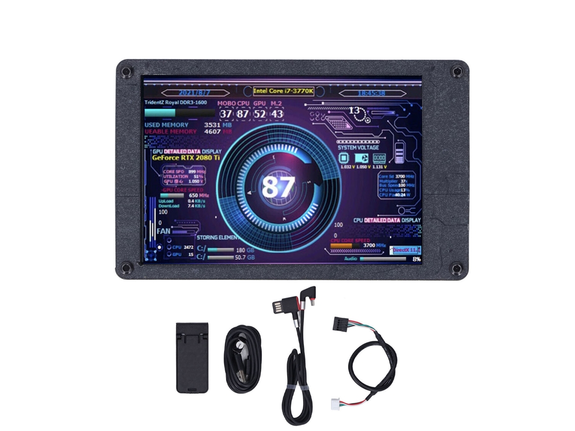 Mini Monitor Ips Usb De 3,5" Con Brillo Ajustable Para Control De Temperatura De Cpu, Ram Y Windows, Con Cable En Ángulo.