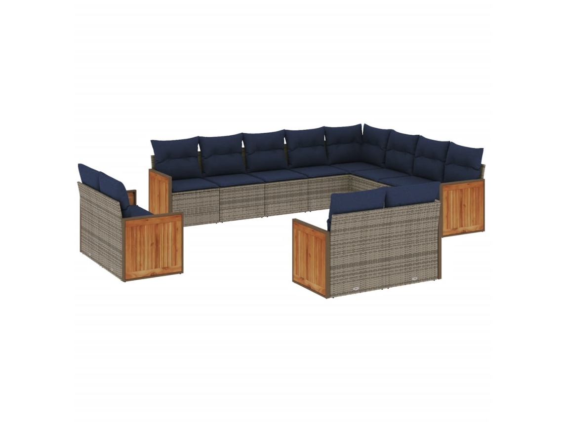 Maison Exclusive - Conjunto De Sofá De Jardín De 12 Piezas Con Cojines, Poliratán Gris