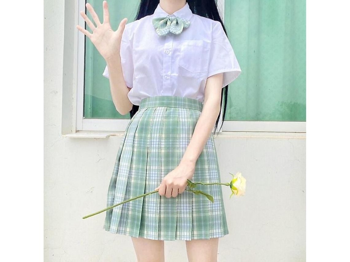 2026-6348-falda Plisada De Uniforme Escolar Japonés Para Mujer, High Waist A-line De Cuadros, Nowcos Xl Cedar