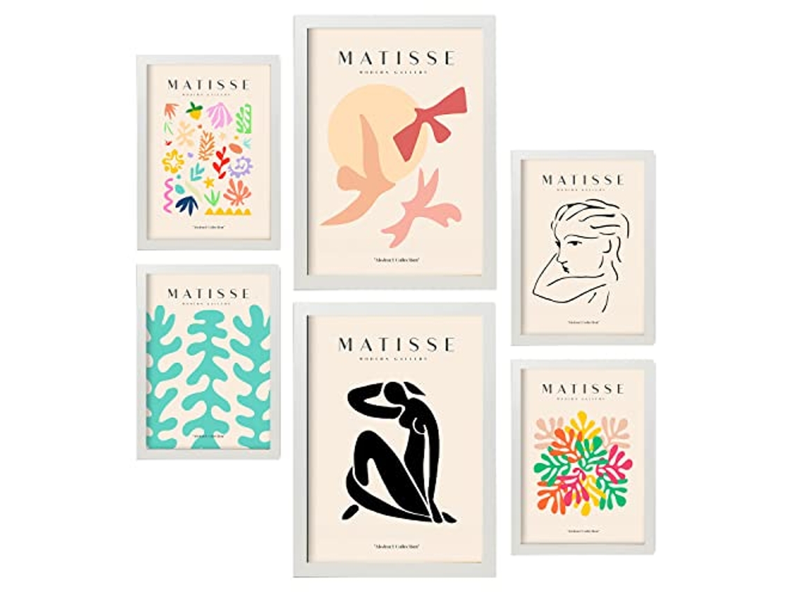 NACNIC Set De 6 Posters De Henri Matisse Libertad Láminas De Fauvismo Y Arte Abstracto Para  Tamaños A3 & A4 Marcos Blancos