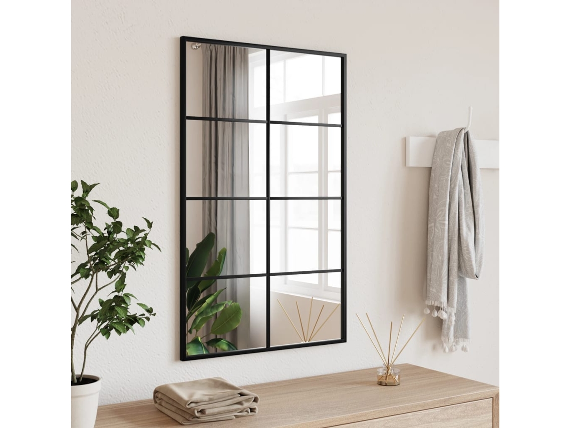 Espejo de pared rectangular de hierro negro de 50 x 80 cm, DKD HOME DECOR