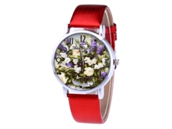 Reloj Analógico De Cuarzo Zhoulianfa Para Hombre Mujer Con Correa De Cuero Pu Rojo