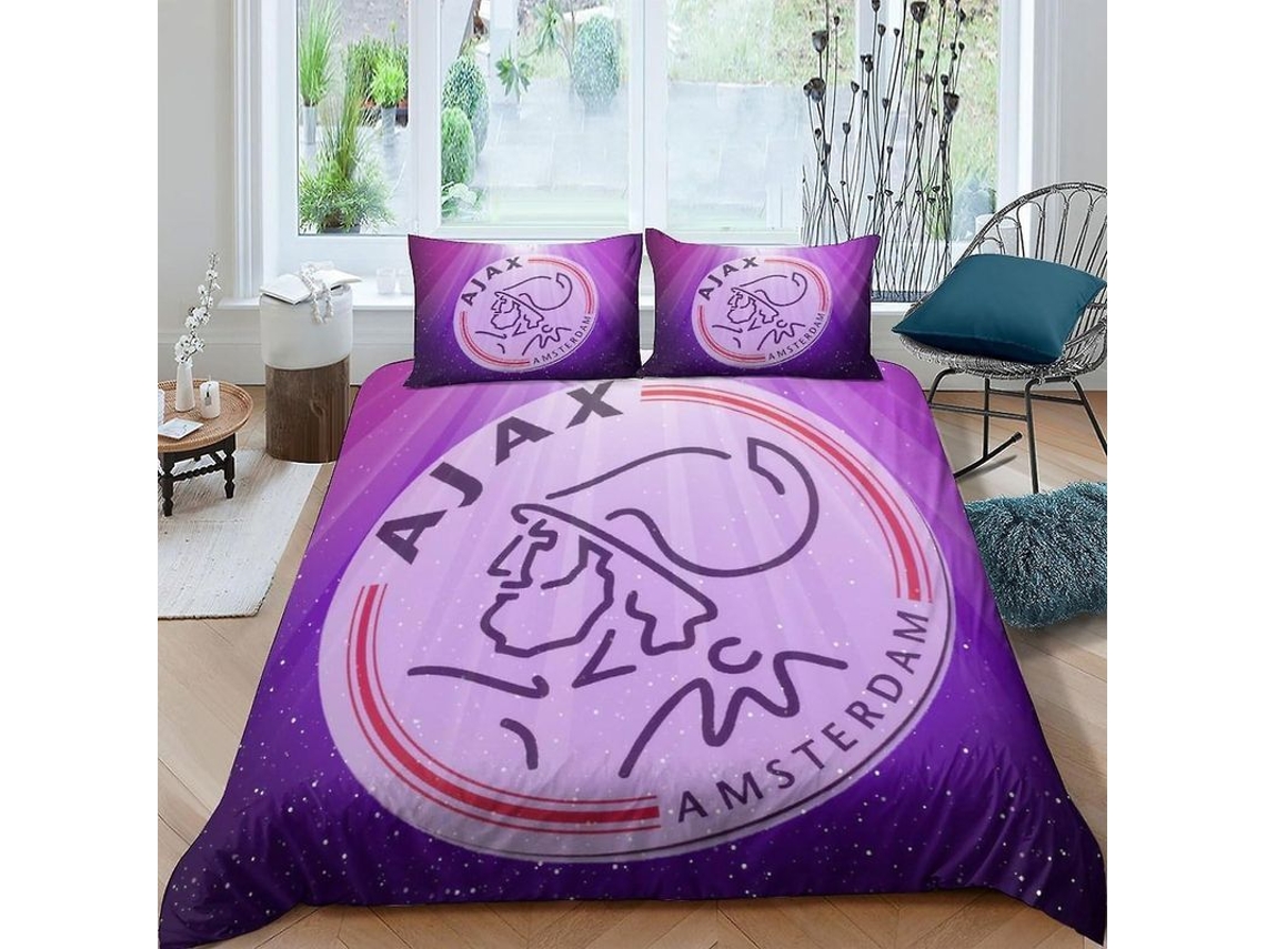 Juego De Edredón 3d Bardys Afc Ajax, Microfibra Suave, Tamaño King (220x240 Cm) Con 2 Almohadas.