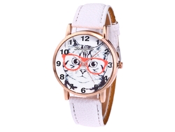 Reloj De Pulsera De Moda Para Hombre Con Correa De Cuero Y Esfera Redonda Blanca.