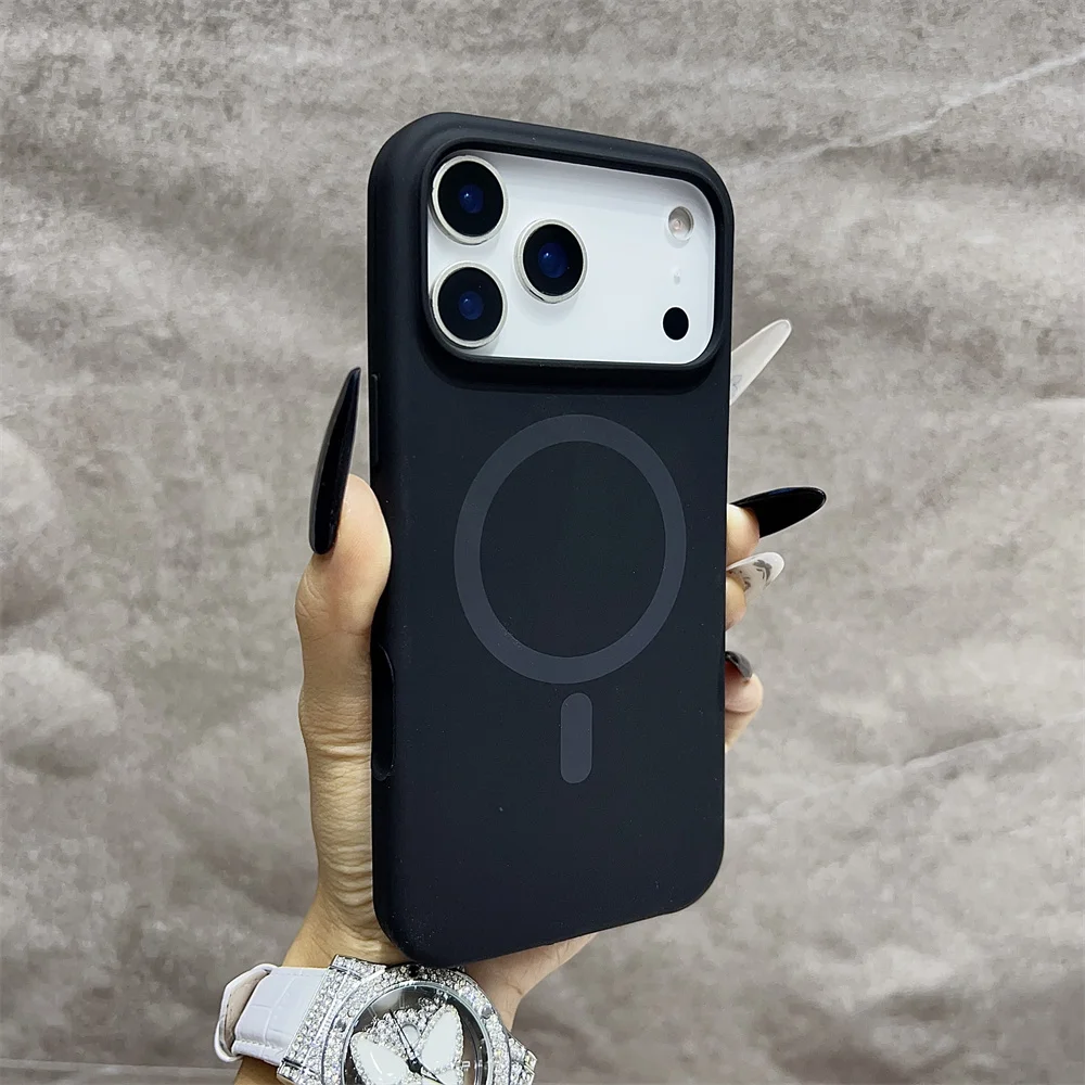 (iphone 15 Plus, Negro) Funda Protectora Magnética Magsafe Para Iphone, Fabricada En Silicona.