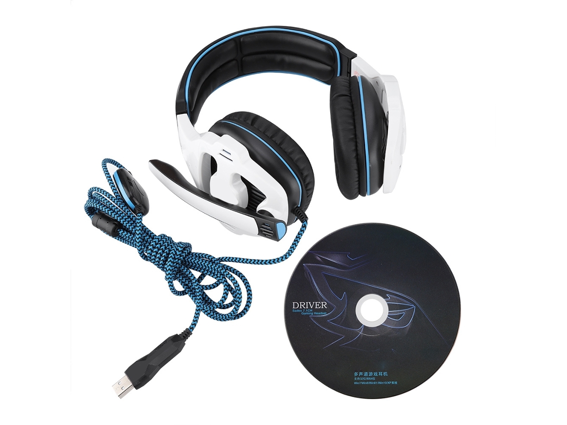 KOFIHETY Headset Gaming con Sonido Envoltorio USB, Auriculares con Cable para E-sports Competitivo, Modelo para Cabeza (Blanco)