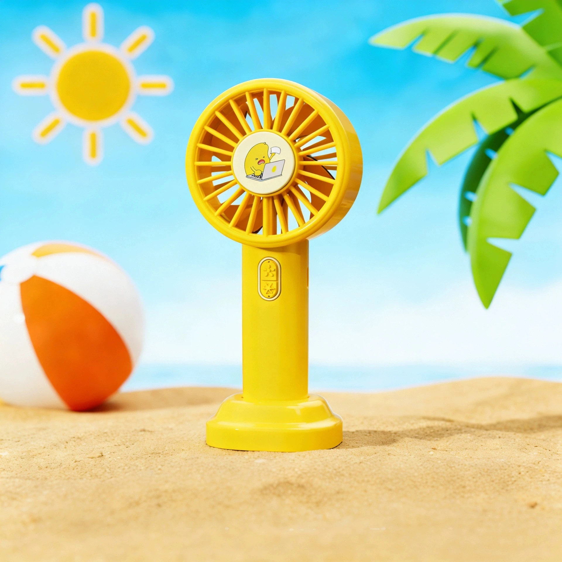Mini Ventilador Portátil De Mano (amarillo), Con Forma De Fruta, Tres Velocidades Ajustables Y Recargable.