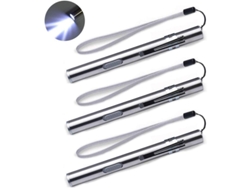 Linterna médica recargable USB, paquete de 3 unidades, de acero inoxidable, con LED, para médicos, enfermeras y estudiantes.