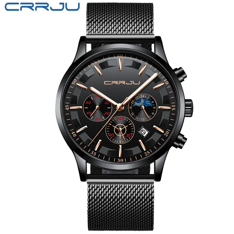 Reloj de hombre (Black Rose), elegante y deportivo, totalmente de acero inoxidable e impermeable.