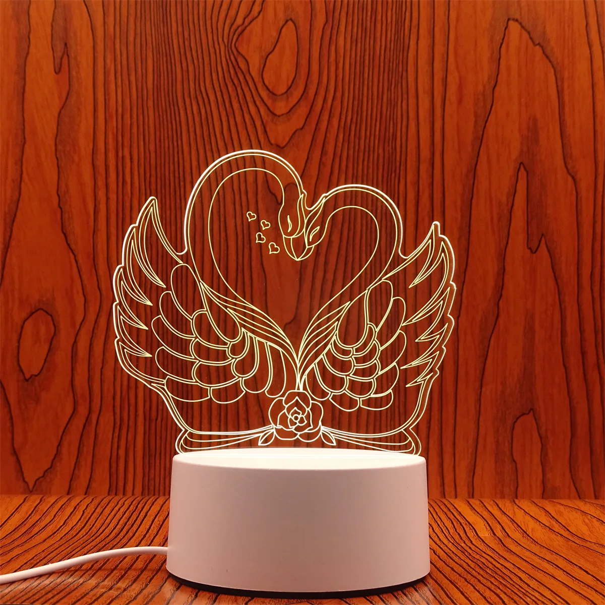 (luz Cálida) Lámpara De Noche Led Usb 3d De Acrílico, Decoración Para El Dormitorio.