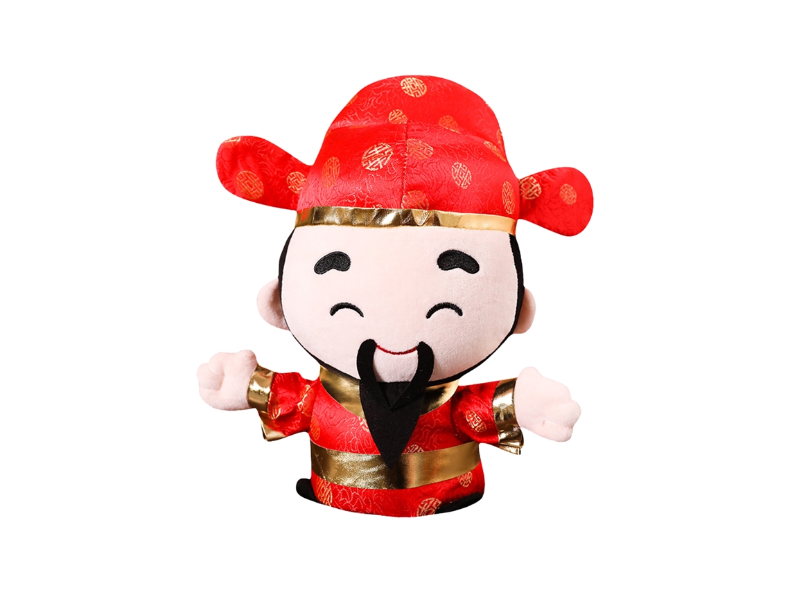Muñeco De Peluche Suave Decorativo De Cai Shen Feng Shui Para Año Nuevo, 20 Cm, Rojo