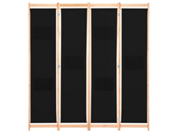 Biombo de dormitorio de 4 paneles, 160 x 170 x 4 cm, tela negra, WSD994330, Adorável Casa