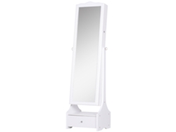 VPMKP - Armario joyero Homcom con espejo, suelo, iluminación LED, cerradura, cajones y mesa para cosméticos, 45x36x150